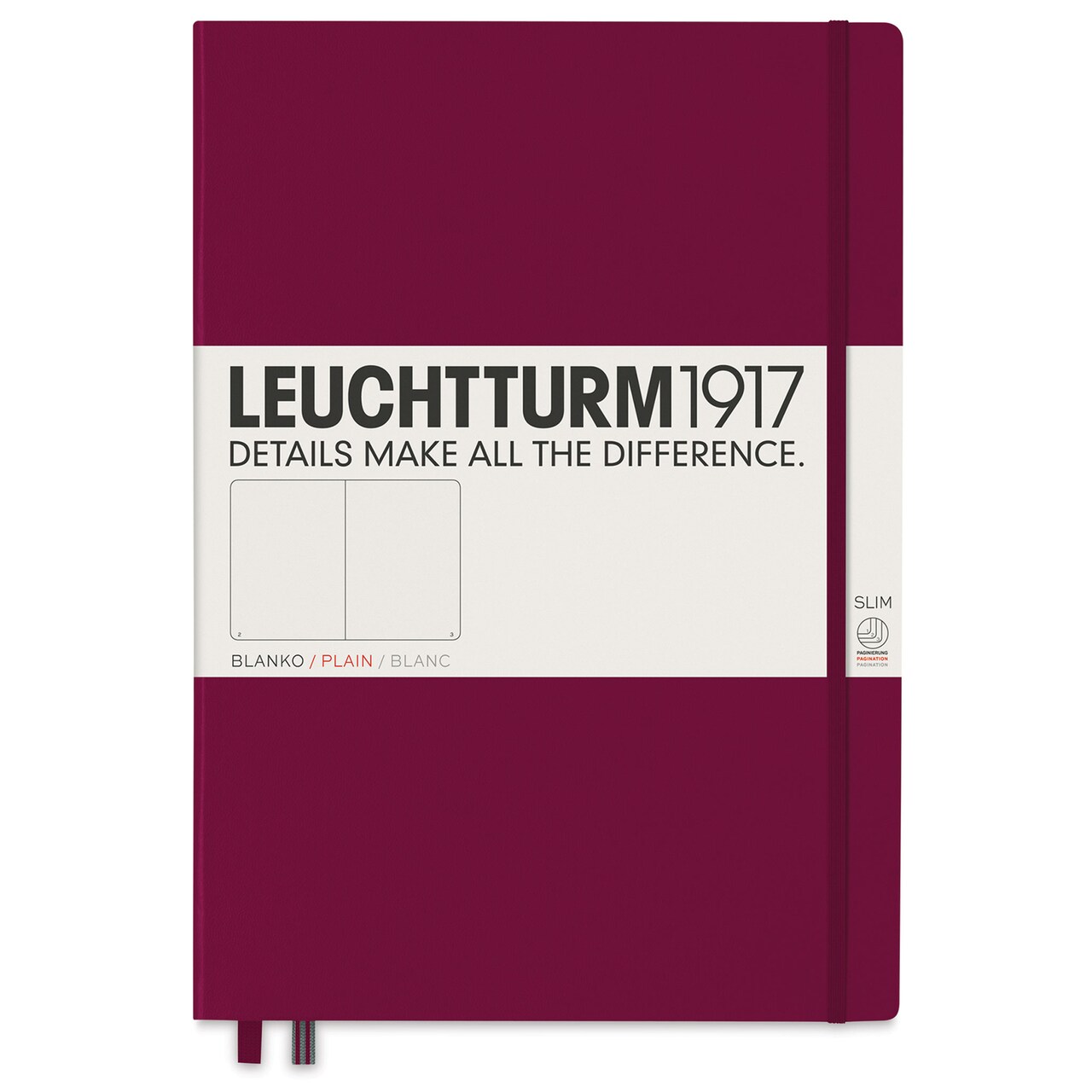 Leuchtturm1917 Blank Hardcover Notebook - Port Red, Slim, 8-3/4" x 12-1/2"